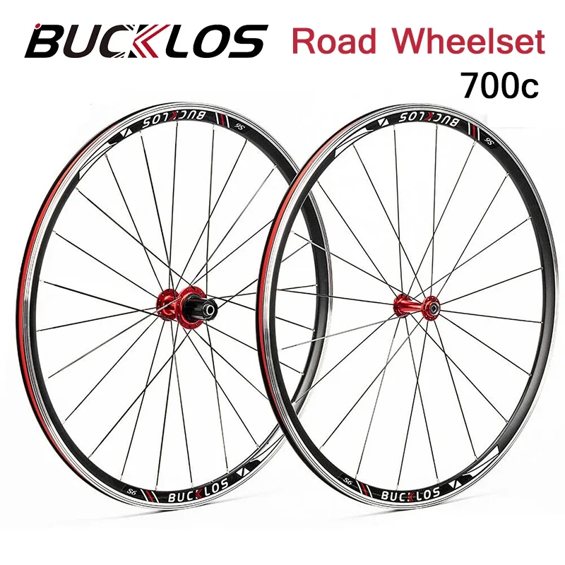 BUCKLO 700c Bicycle Wheelset Ultralight Road Bike Wheels 23c 5 Sealed Bearing Quick Release WheelSet for7-11 Speed Cassette