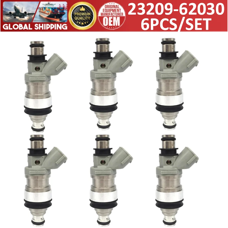 6 peças de injetores de combustível 23209-62030 para Toyota&Lexus Land Cruiser 90 LC90 Camry 4RUNNER ES300 3.4L 5VZ 3.0L 3VZ # 23250-62030