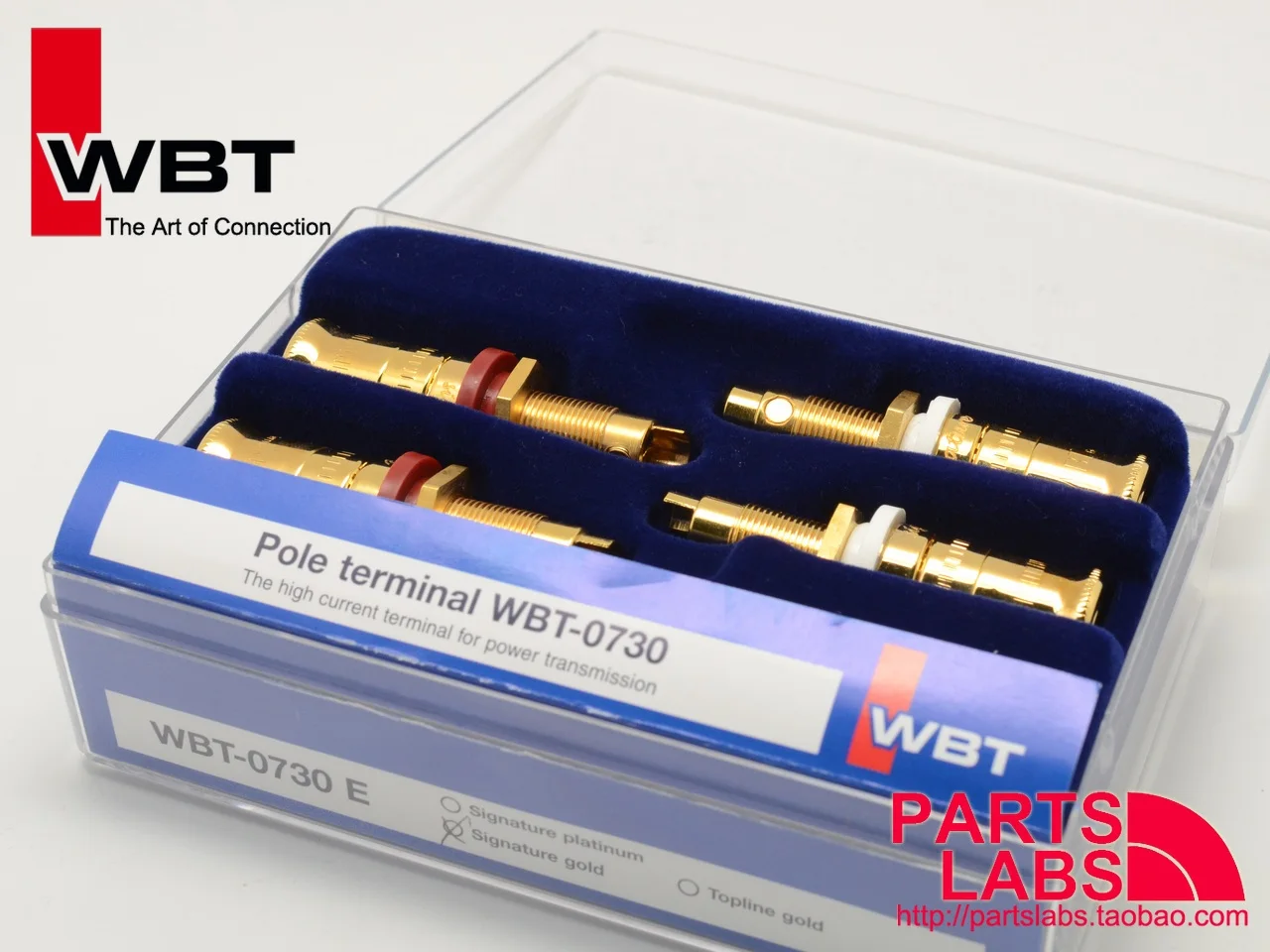 Boxed licensed goods with anti-counterfeiting, German WBT 0730.11 gold version speakers, speakers, power amplifier sockets, term