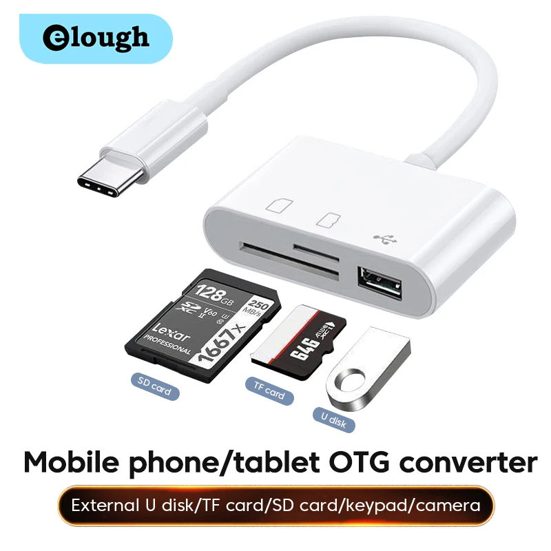 

Elough TF CF SD Memory Card Reader Type C Адаптер USB C Card Adapter для Macbook Huawei Samsung Xiaomi OTG Writer Compact Flash