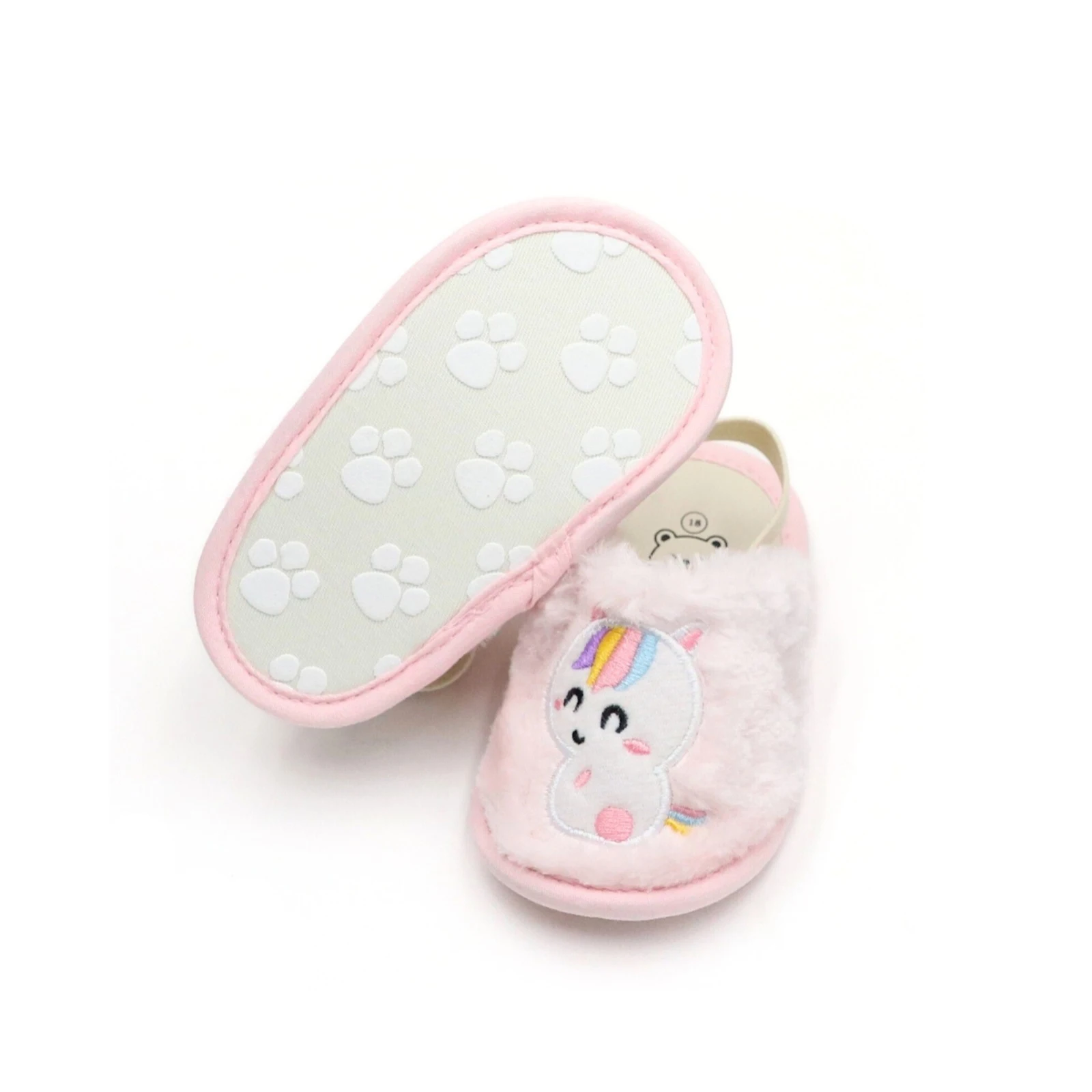 Blotona الرضع طفل الفتيات الفتيان النعال شتاء دافئ الكرتون الحيوان التطريز داخلي عدم الانزلاق أسفل سرير الأحذية