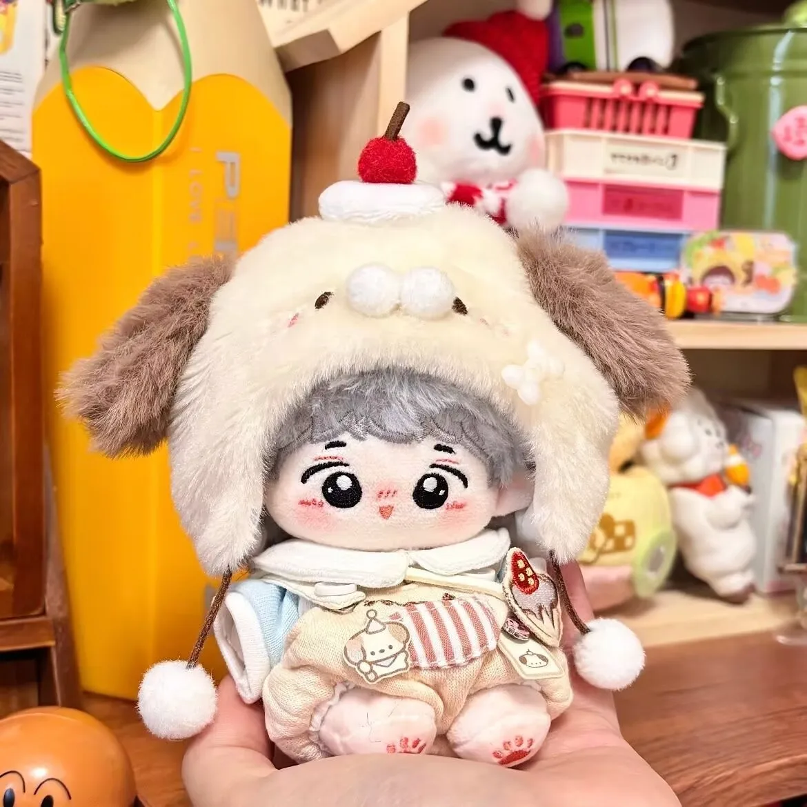 10cm / 20cm コットン製ドール「パピーケーキ」ドレスセット、キュートなドールドレスアクセサリー、カジュアルスポーツウェア、ぬいぐるみ着せ替え服