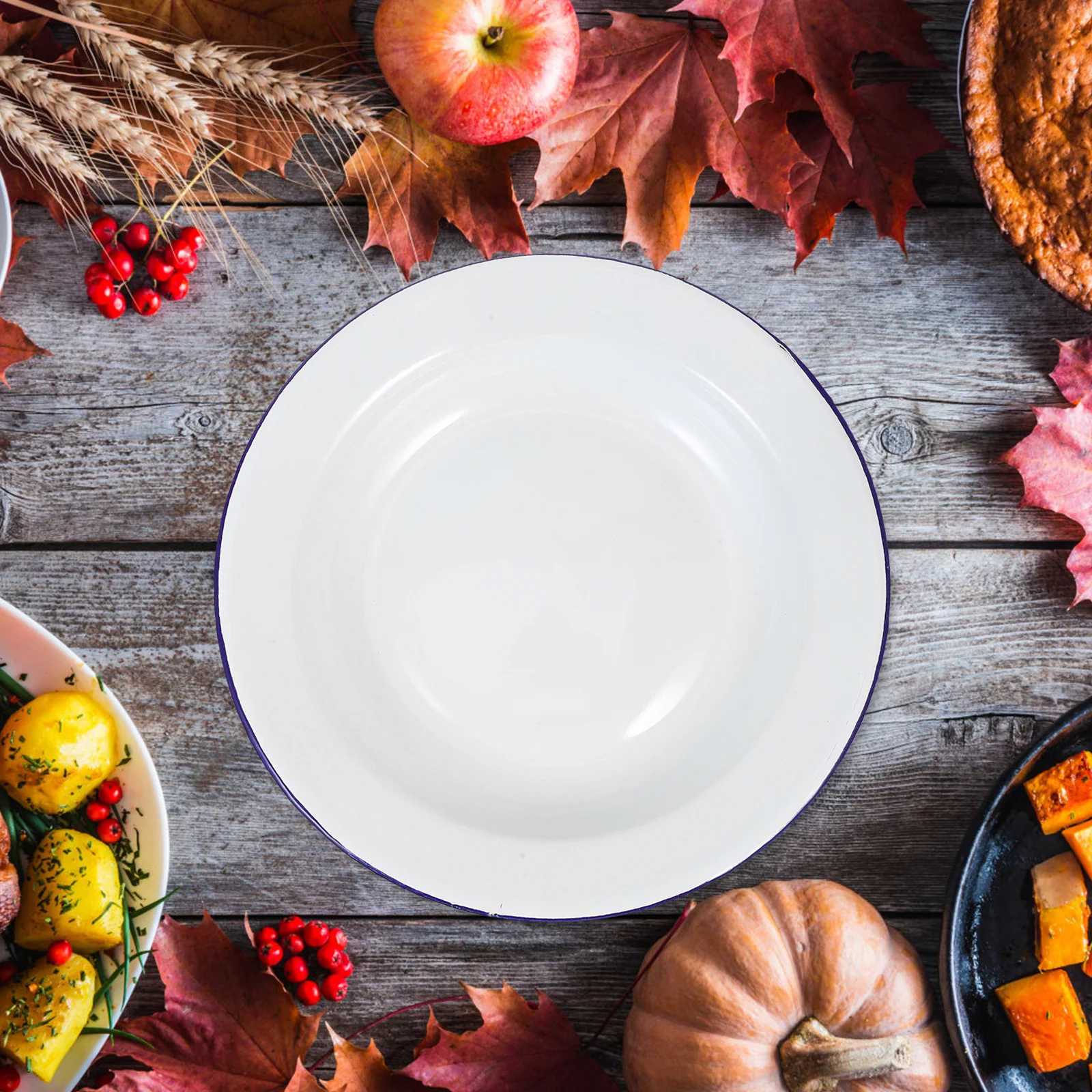 4 قطعة أطباق المينا خمر نمط الفاكهة وجبة خفيفة وعاء الحساء الضحلة قوي تنوعا داخلي في الهواء الطلق الطعام أطباق البيتزا مجموعة