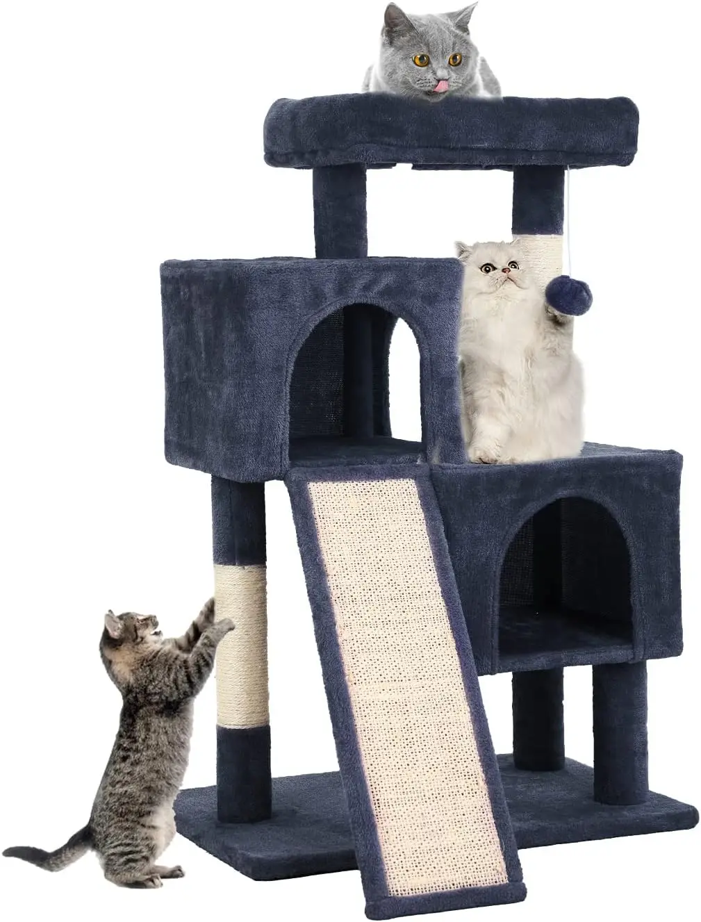 Imagem -03 - Indoor Cat Tree com Sisal Coçar Multi-nível Cat Tower Coçar Board Dangling Ball Condomínio Gato Bege 36