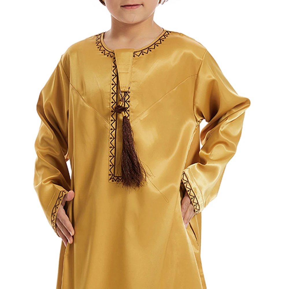 

Muslim Boys Robe Tassel Long Sleeve Dress Gown Saudi Arabia Abaya Kaftan Jubba Thobe Islam Clothes Eid Ramadan Children Djellaba