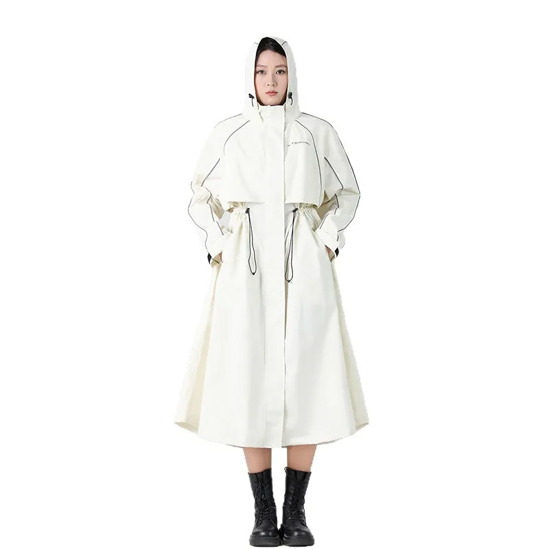 Waterproof Long Loose Windbreaker Style Hooded Raincoat Women Men Electric Bicycle Poncho Portable Outdoor Travel Hking Rainwear