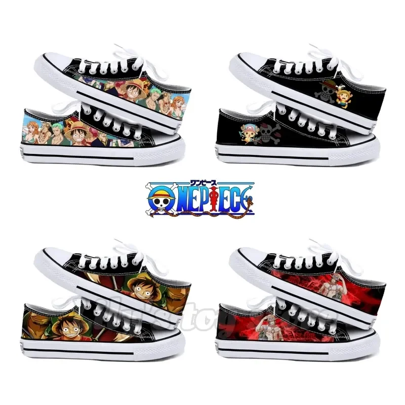 

One Piece Peripheral Low Top Canvas Shoes Riman Printed Flat Shoes Boys And Girls Student Sneakers Creative Gift For Luffy Fans