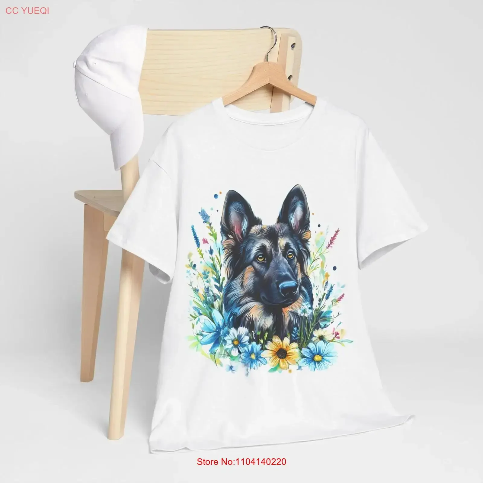 Floral German Shepherd T Shirt Unique for Pet Lovers Dog Lover Her Him  vintage Washed Top For Everyday Wear Stretched