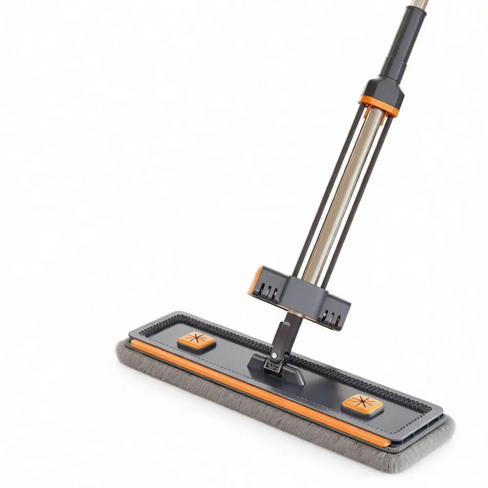 Lazy Flat Mop With Stainless Steel Handle Hands Free Washing Squeeze Mop For Floor Surface Cleaning Practical Household Tool