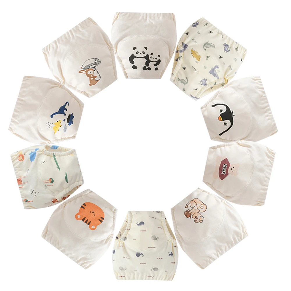 

Детские тренировочные штаны для маленьких мальчиков и девочек, муслиновое хлопковое нижнее белье с героями мультфильмов, тканевые трусики, многоразовые водонепроницаемые подгузники для обучения горшку