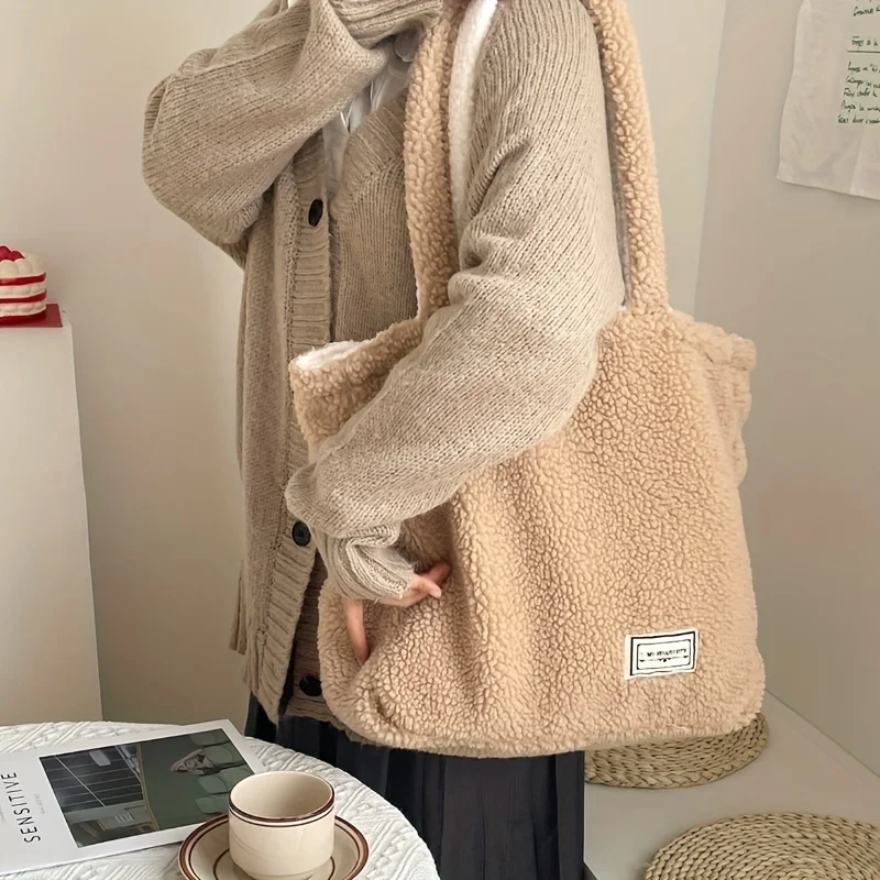 New Arrival Hot Selling Cute Plush Shoulder Tote Bag Large Capacity Hobo Bag Women's Fluffy Handbag & Shopping Bag For Winter