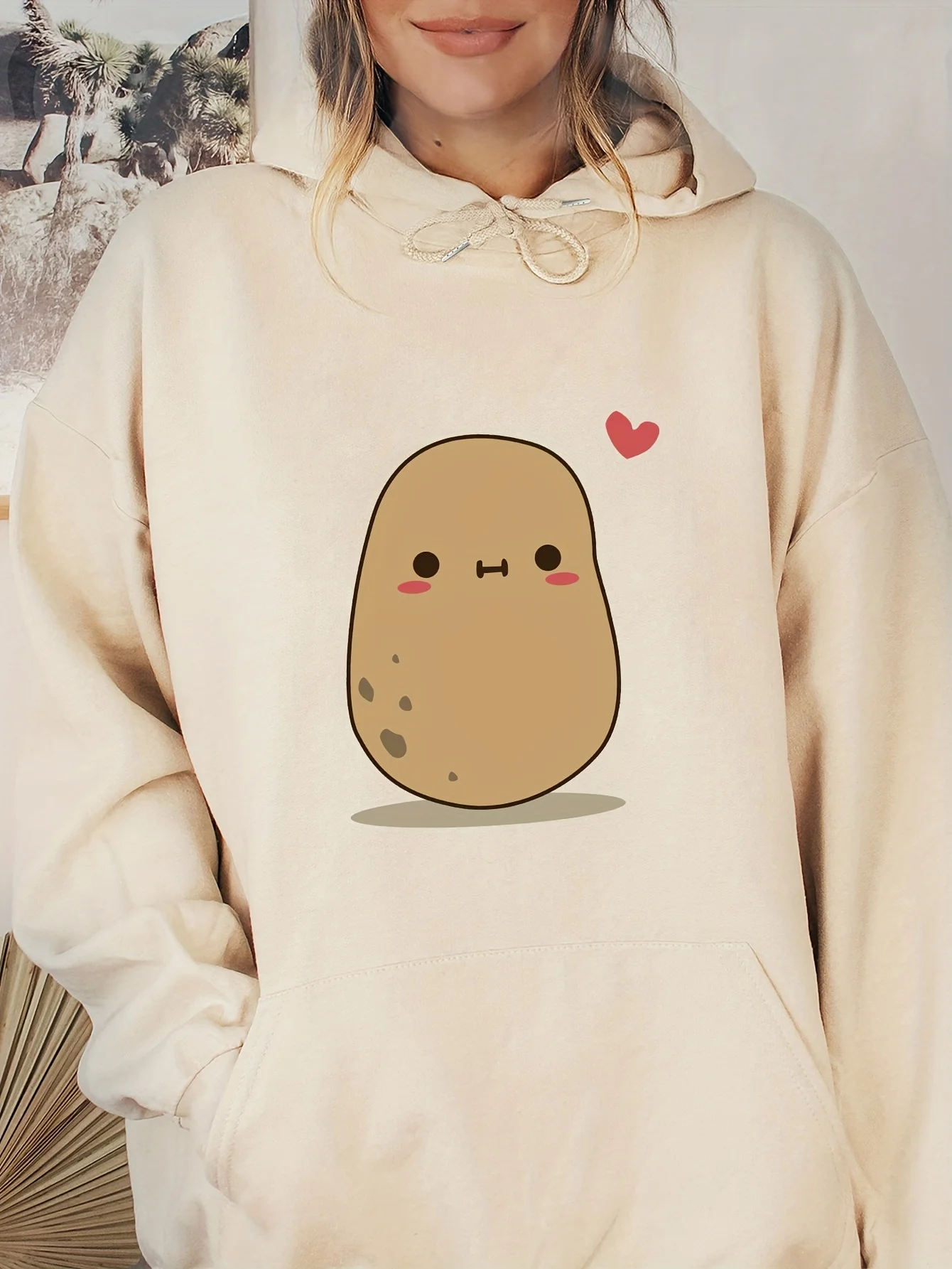 Cute Little Potatoes Printing Female Hoody Harajuku S-Xxl Sweatshirt Fashion Comfortable Hooded Autumn Warm Streetwear Women