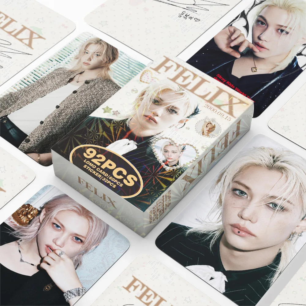 

Коллекционные карточки Stray Kids, 92 шт., с фото Феликса, двусторонние стикеры SKZOO, коллекционные карточки LOMO, подарок для фанатов
