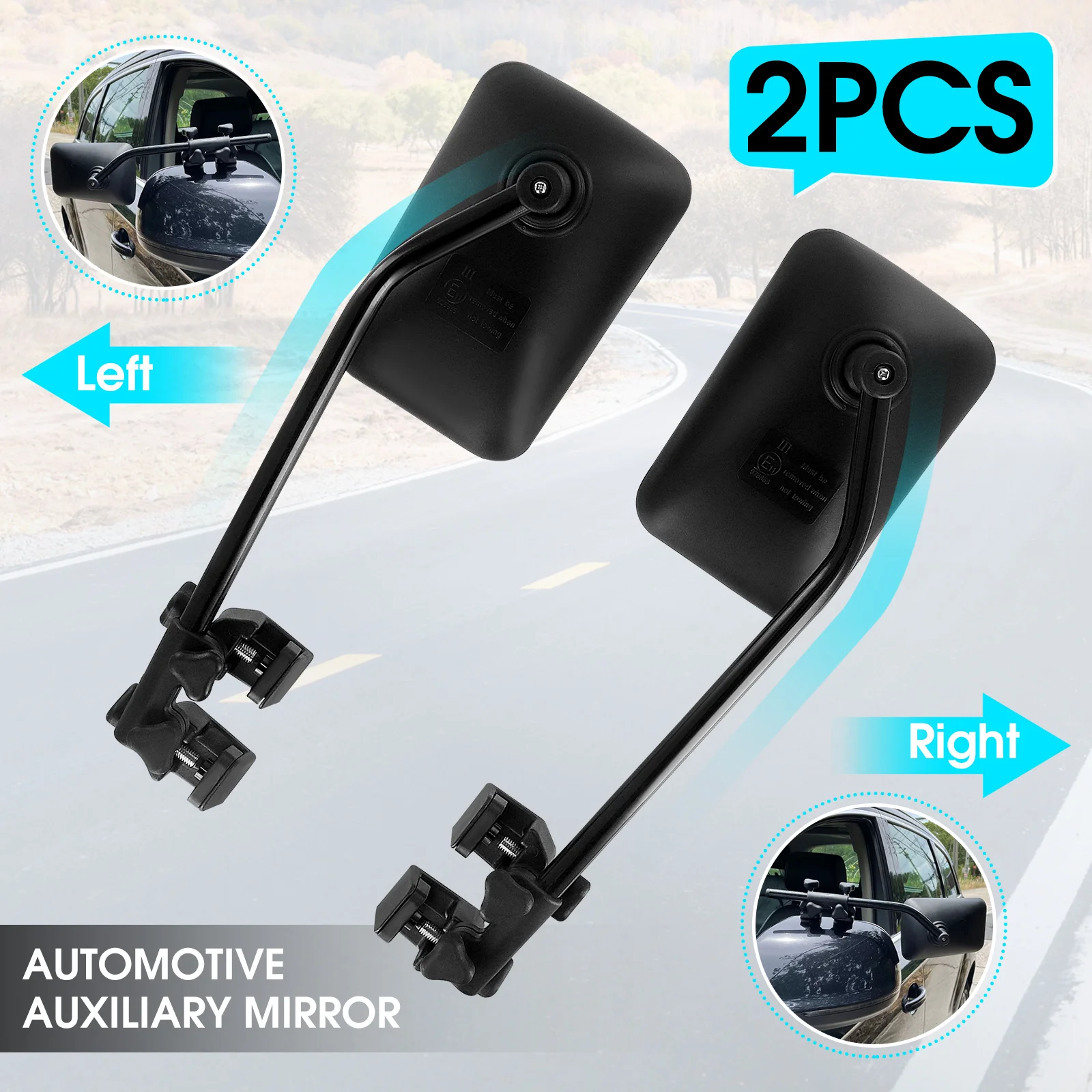 2PCS Universal Towing Mirror Tow Mirror Caravan Trailer Car Rear View Mirror Blind Spot Convex Wide Angel Safe Hauling Extension