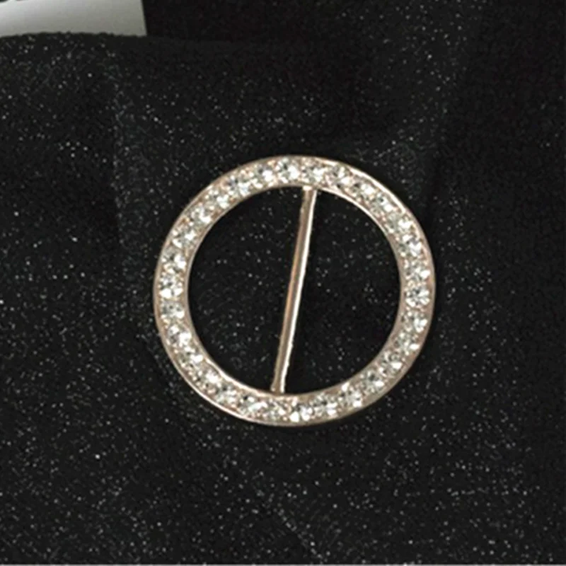 Fashion Cirlce Brooch Crystal Round Brooches Corner Hem Waist KnottedMetal Hijab Scarf Ring T-shirt Fixed Buckle Accessories