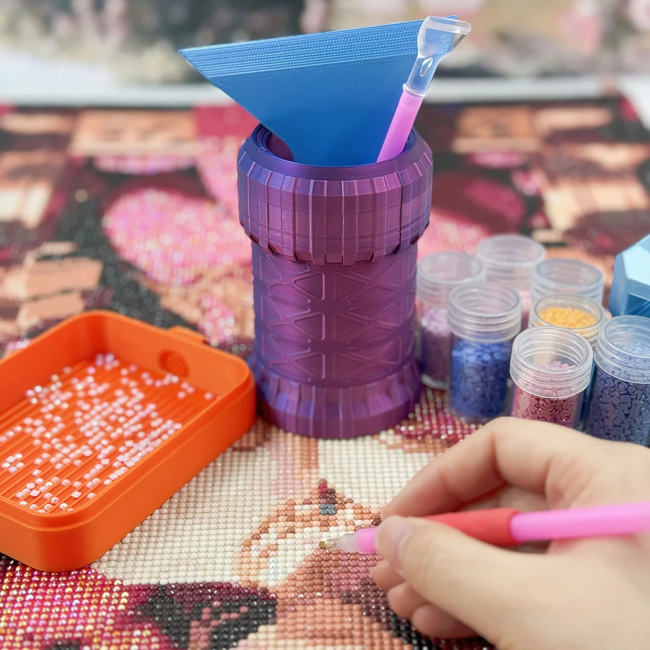 منظم مكتب دوار من Dispaint، حاوية أقلام مثقاب منقط، ملحقات أدوات طلاء ماسية ثلاثية الأبعاد، تخزين قابل للتعديل للتطريز #2