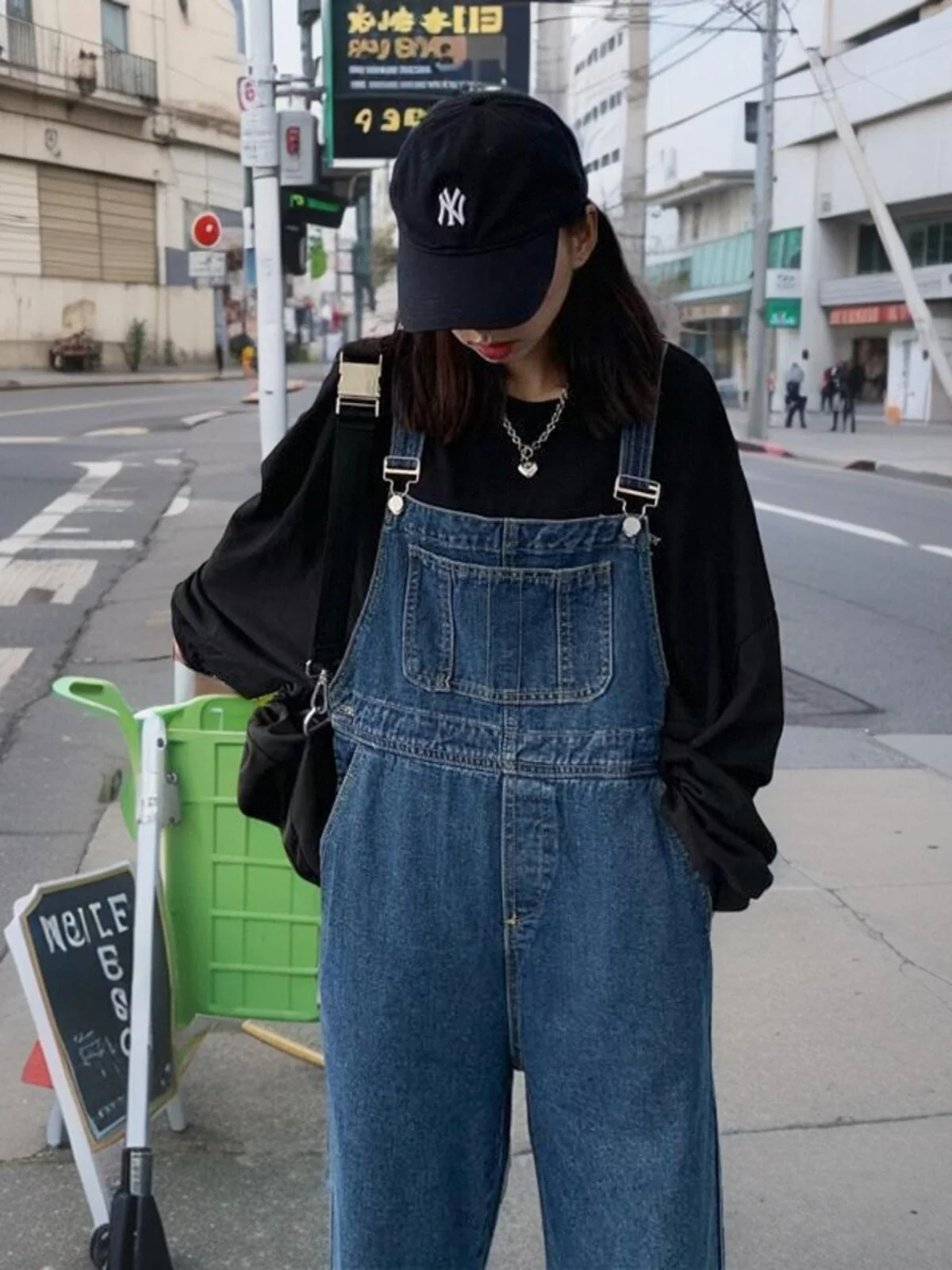

Casual Versatile Denim Overalls Women Spring Autumn Loose Youthful Wide Leg Pants Student Slimming One-Piece Long Pants