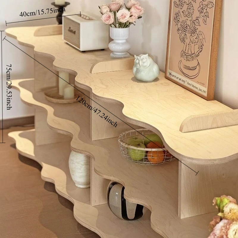 

Nordic Wave Bookshelf, Creative Floor Display Rack for Living Room, Modern Storage & Decor Spice Organizer Shelves