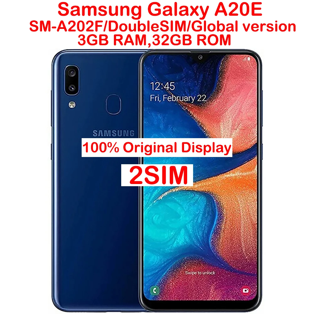 Samsung Galaxy A20e Smart Android Phone 5.8-inch 720x1560 Global Version 2SIM Back Fingerprint NFC Samsung Phone Original Unlock