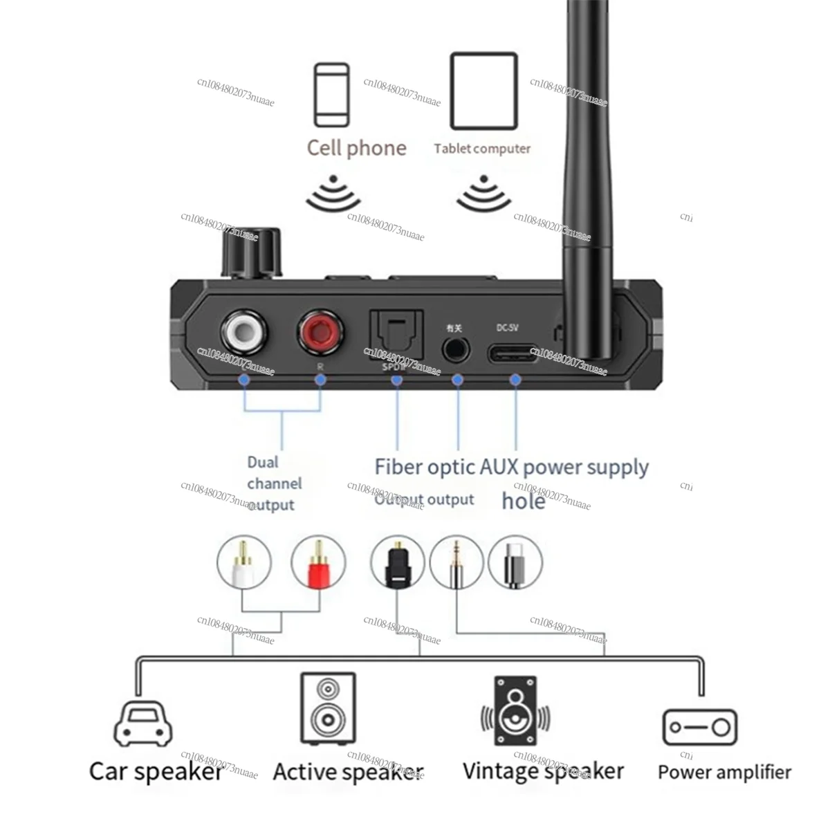 Bluetooth 5.3 Digital Display Bluetooth Receiver Fiber Optic Coaxial Adapter Supports U Disk MP3 Player