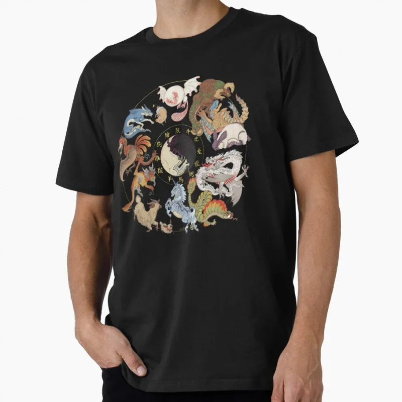 

0409 Monster hunter world Chinese zodiac MHW Gift T-Shirt for gamer 100% cotton Short Sleeve Graphic clothes All size tops