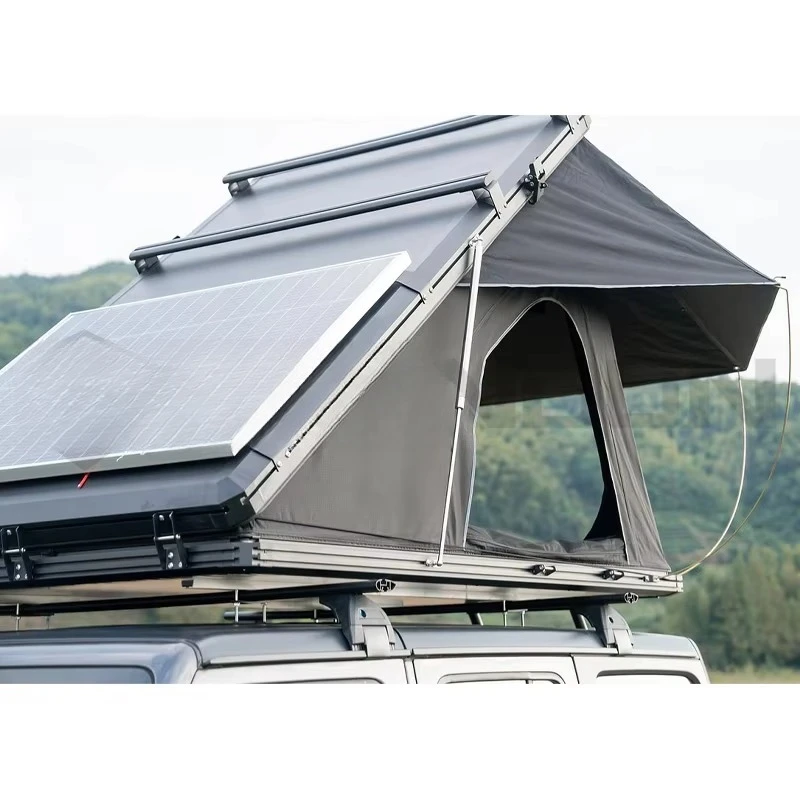 4 Person Waterproof Hard Top Rooftop Tent Portable Double Layer Canvas Fabric Hard Shell Roof Top Tent for Outdoor Camping