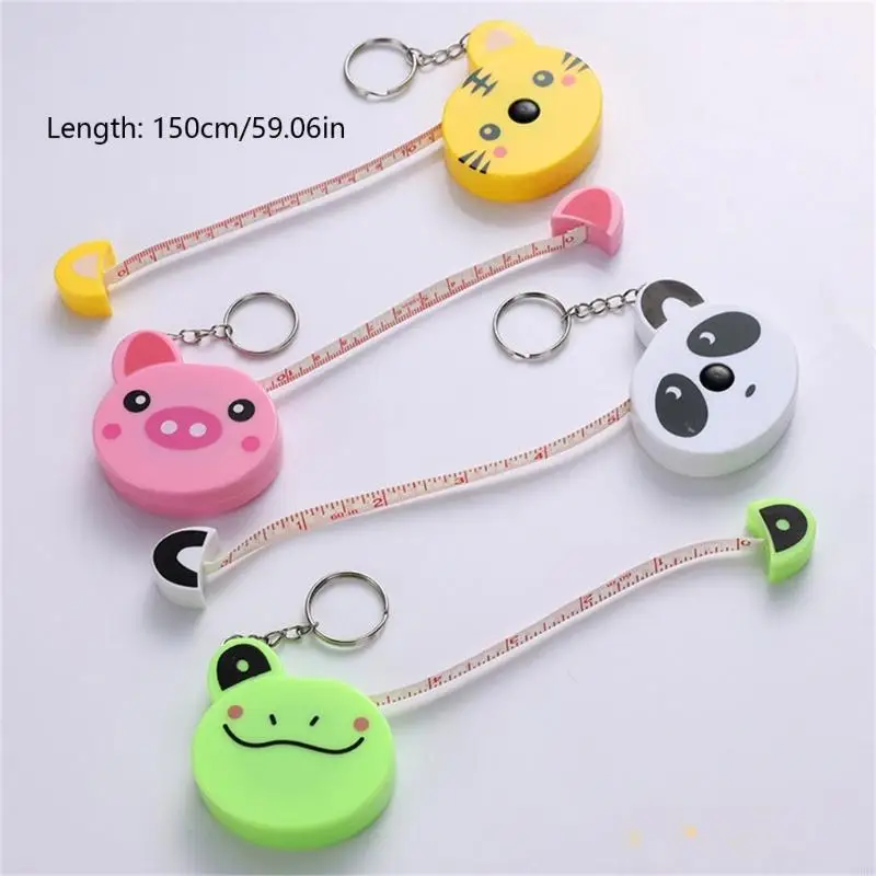 พวงกุญแจสายวัดการ์ตูนสัตว์ 1.5 ม. ABS PVC ดีไซน์ละเอียดอ่อน
