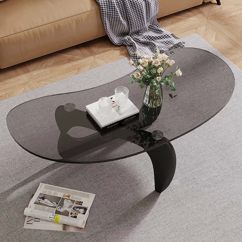 Light luxury living room glass coffee table, high-end sofa side table