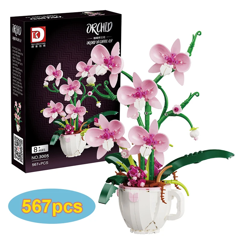 

Имитация кофейной чашки/винного стекла, кашпо, орхидея, набор строительных блоков в горшке, украшение для букета растений, цветочная игрушка, кирпичи, подарок для девочек