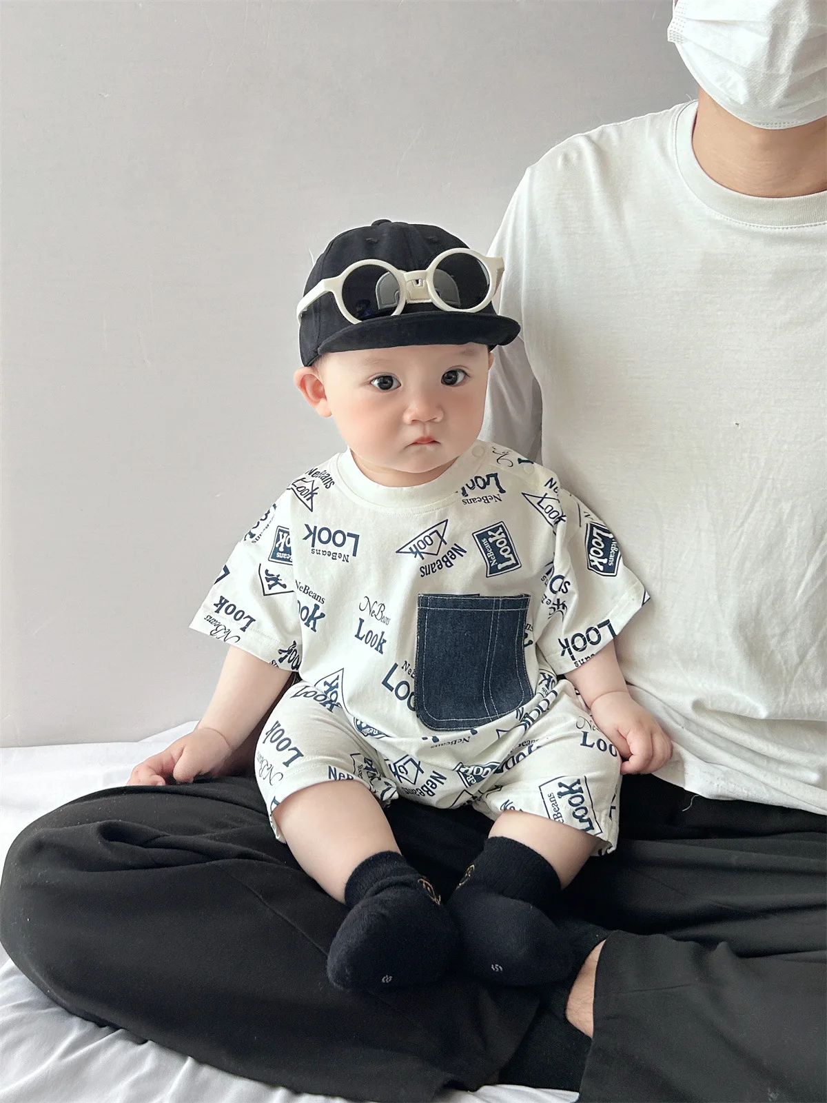 ZOETOPKID Baby-Strampler mit Mütze aus Baumwolle für den Sommer, für Neugeborene, Jungen und Mädchen, kurzärmelige, dünne Kletterkleidung für Kleinkinder – Detail 12