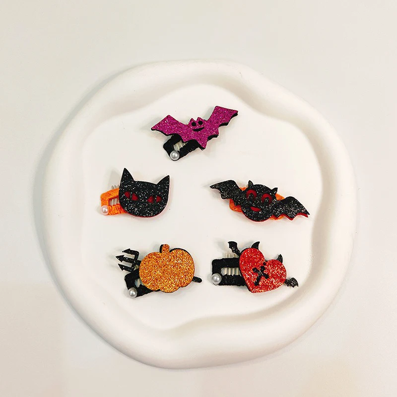 Halloween Pet Hair Clip Set Mini Comb Grooming Accessories Devil Bat Fragmented Dog BB Clip York Shabby Bear Teddy Cat Headwear