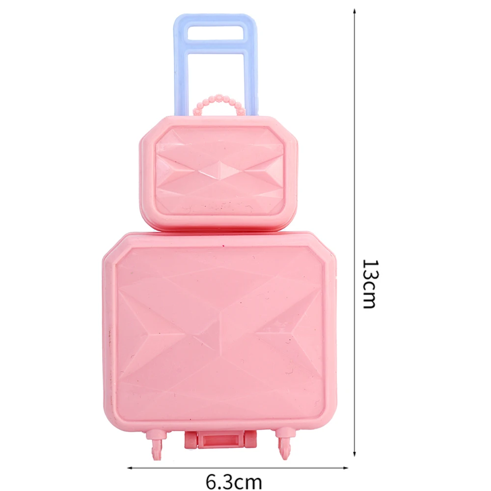 

NK 1 Pcs 30CM Princess Pink Push-Pull Suitcase Double Decker Suitcase For 1/6 Dolls Accessories For 11.5-inch Doll Gift Gift Toy