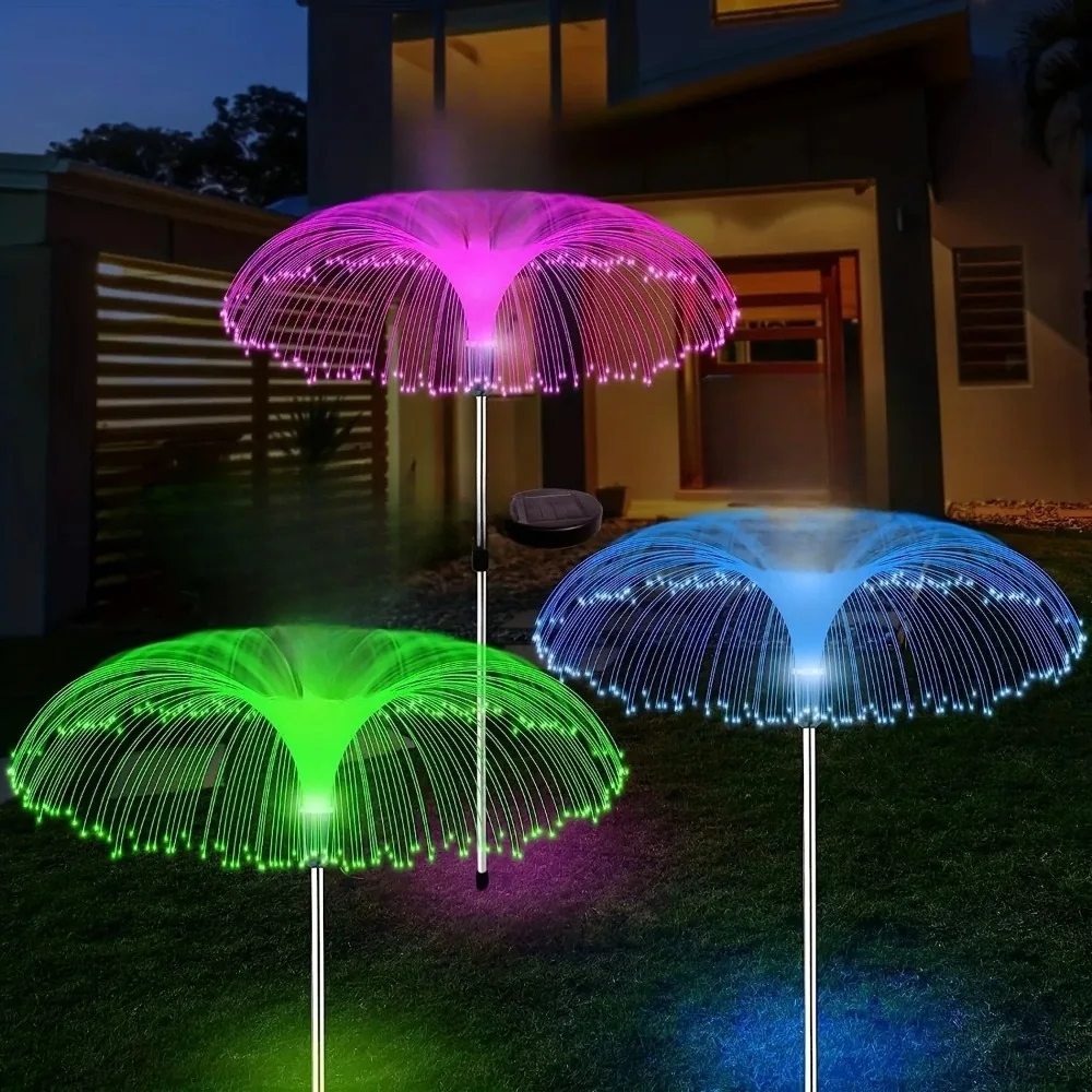 Cortile esterno impermeabile Via natalizia Prato Decorazione della festa nuziale Lampada da fiori a energia solare Luci da giardino con meduse solari