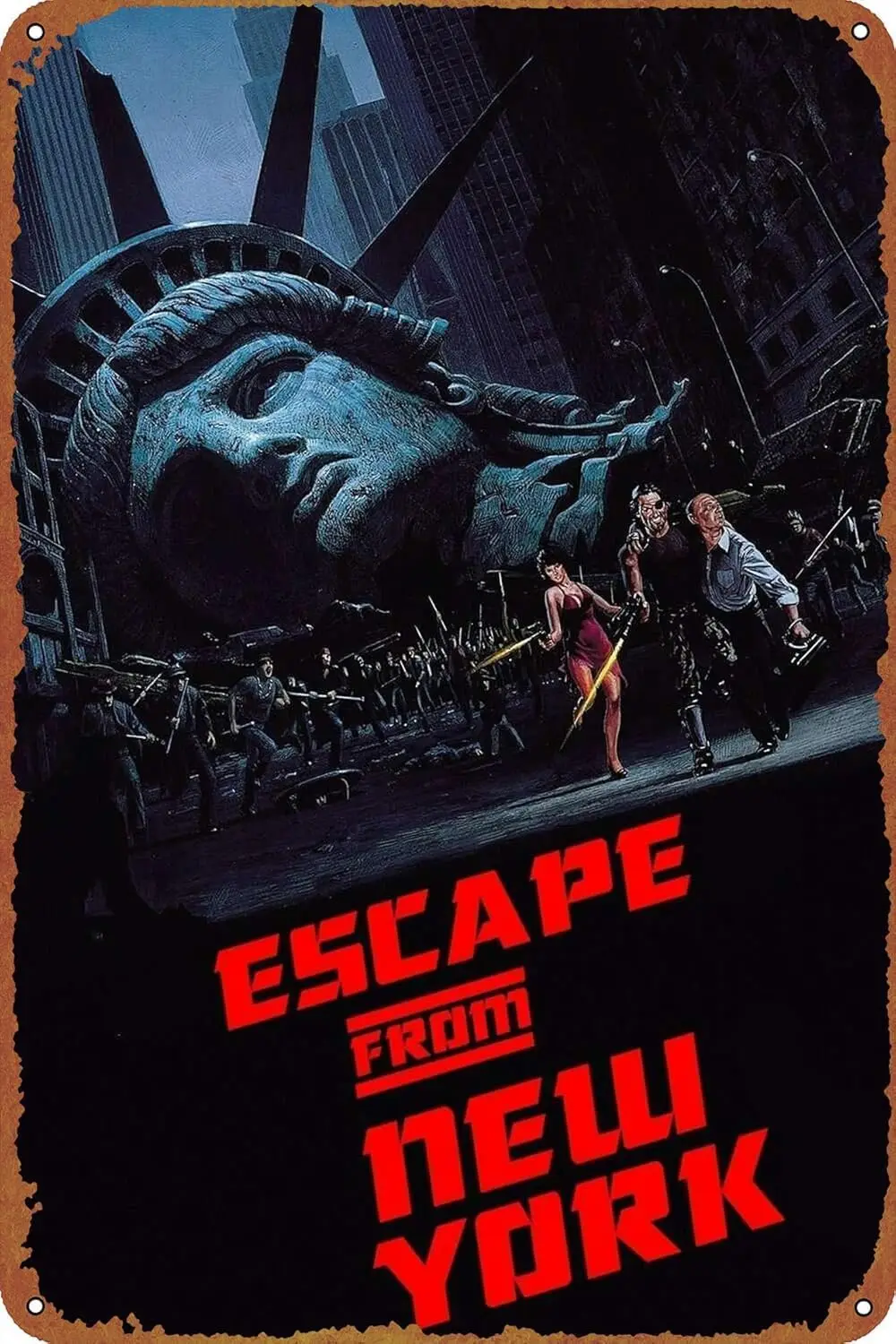 Escape from New York Movie Poster Vintage Tin Sign for Home, Garden, Bar, Restaurant, Cafe, Office, Shop - Fun Retro Wall Dec