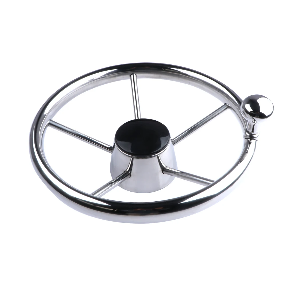 Boat Accessories Steering Wheel With Knob Stainless Steel 5 Spoke 25 Degree 11'' For Marine Yacht