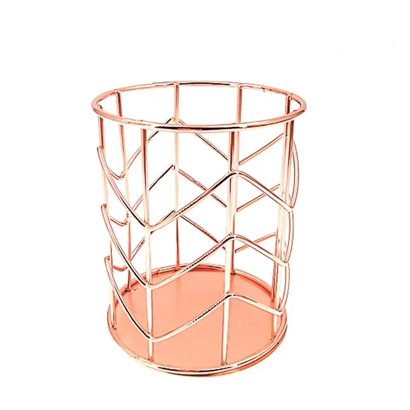 1PC Cosmetics Makeup Brushes Storage Box Cylindrical Case Storage Lipstick Brush Pen Holder Organizer Iron Pen Storage Rose Gold