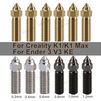 For Ender 3 V3 KE Nozzle Brass Plated Copper Hardened Steel High Speed 3D Printer Nozzles For Creality K1 / K1 Max / CR-M4