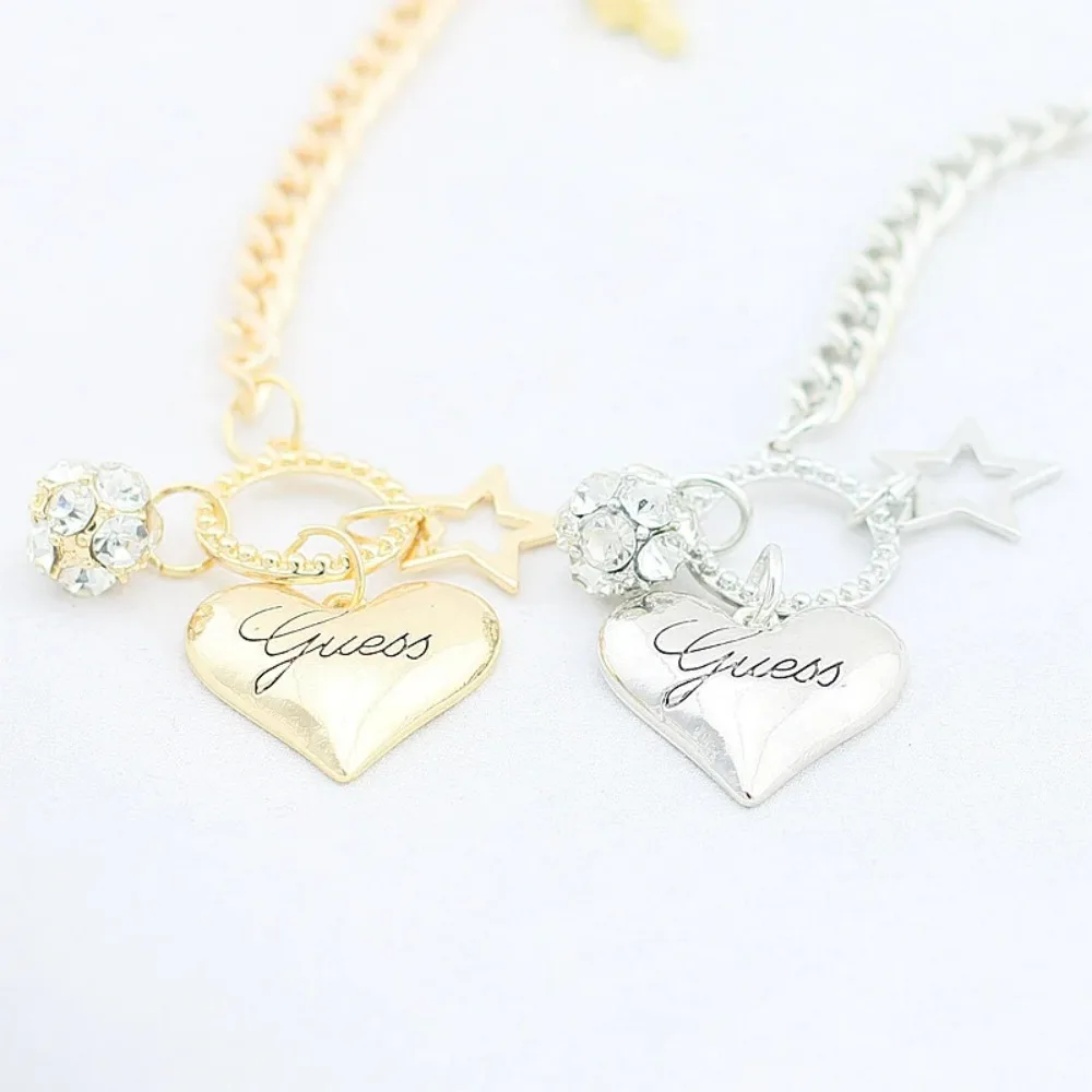 Hot Sale Love Heart Charms Bracelets For Women Gold Silver Color Bracelet&Bangle Jewelry Europe American Style Jewelry Gift 2024