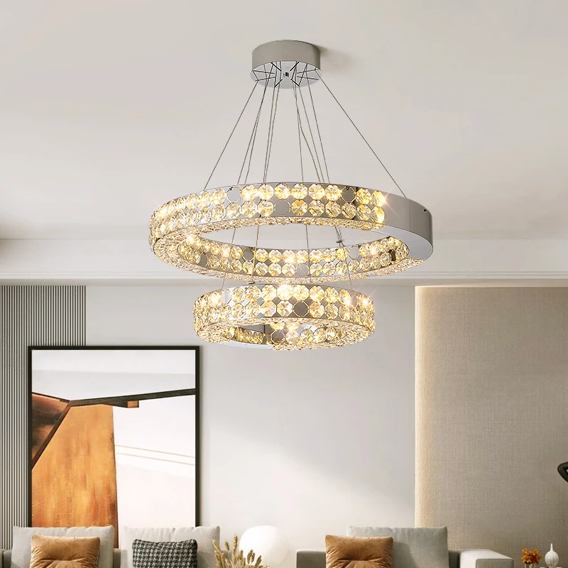 ثريا كريستال لغرفة المعيشة، حديثة، بسيطة، فاخرة خفيفة، طراز جديد، ضوء رئيسي كبير، شعور راقي، خافت لا نهائي،