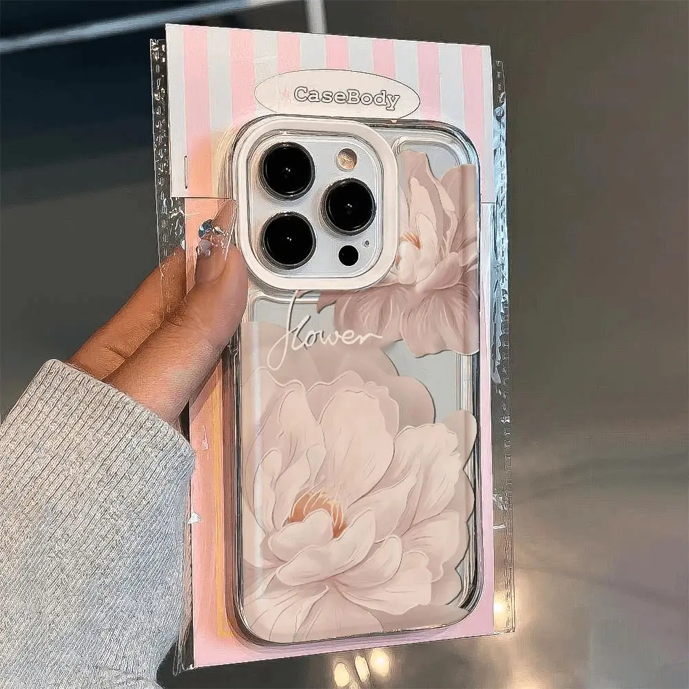 Simplicity Oil Painting Flower Phone Case For iPhone 16 15 14 13 12 11ProMax XR XS MAX 78Plus Y2K Girl Cute Anti Fall Back Cover