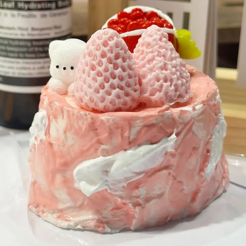 High-Realistic Squishy Strawberry Cake Squeeze Toys , Handmade Taba Squishy, Creamy Soft Adhesive Slow Rebound Squeeze Toy