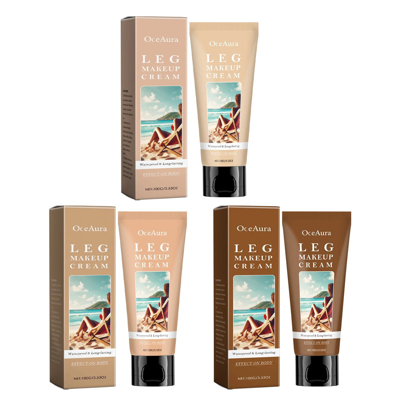 Crema de maquillaje para piernas, corrector de larga duración, resistente al agua, antitransferencia, incluso el tono de la piel, potenciador del brillo, loción de base marrón tostado de trigo