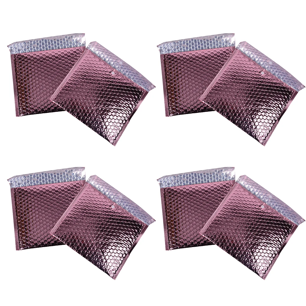 

25 pcs Rosy Gold Aluminum Film Bubble Envelope Waterproof Shockproof Logistics Packaging Pouch For Costume Delivery
