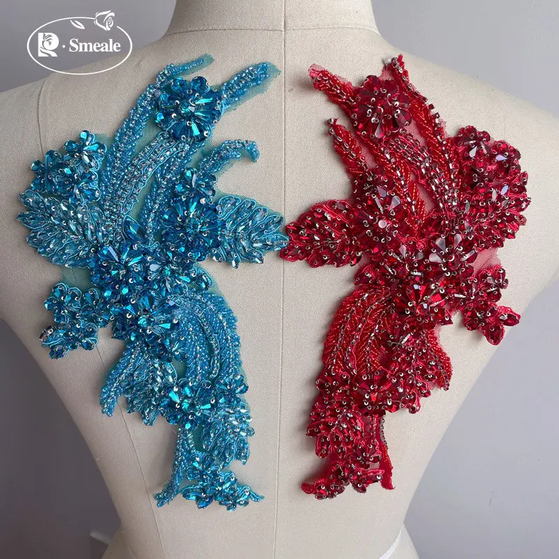 Handgenähte Glas-Bohrspiegelblumen, Funkelnde Strasssteine, für Mäntel, Taillenbänder, Schultern, Hochzeitskleider, DIY-Applikation, RS4162 – Detail 2