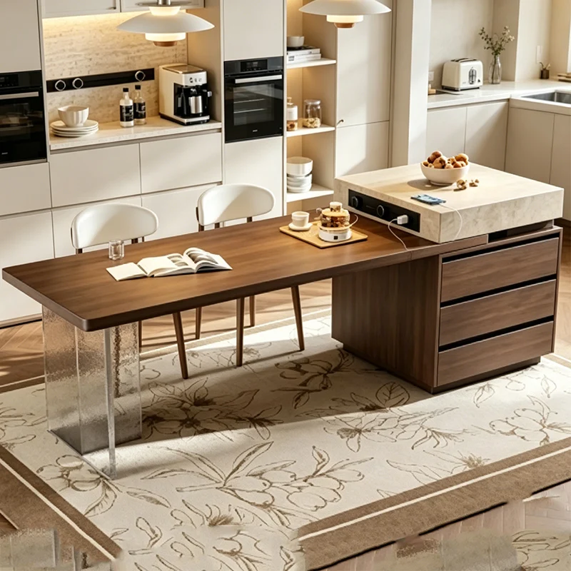 Nordic Design Dining Table Brown Space Extendable Space Saving Dining Table Lounges Solid Wood Mesa Comedor Furniture Home