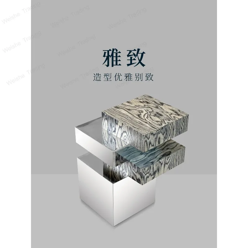 Art edge few high-end solid wood designer balcony storage metal living room small tea corner few bedside table