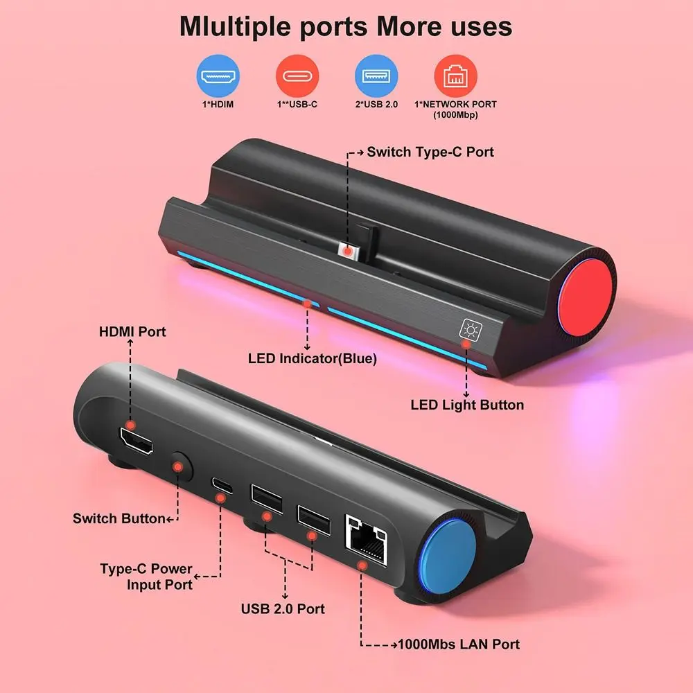 

Портативная док-станция для телевизора USB 4K @ 120 Гц Type-C, адаптер HDMI, зарядное устройство, док-станция для Nintendo Switch/переключателя, OLED-игровые аксессуары