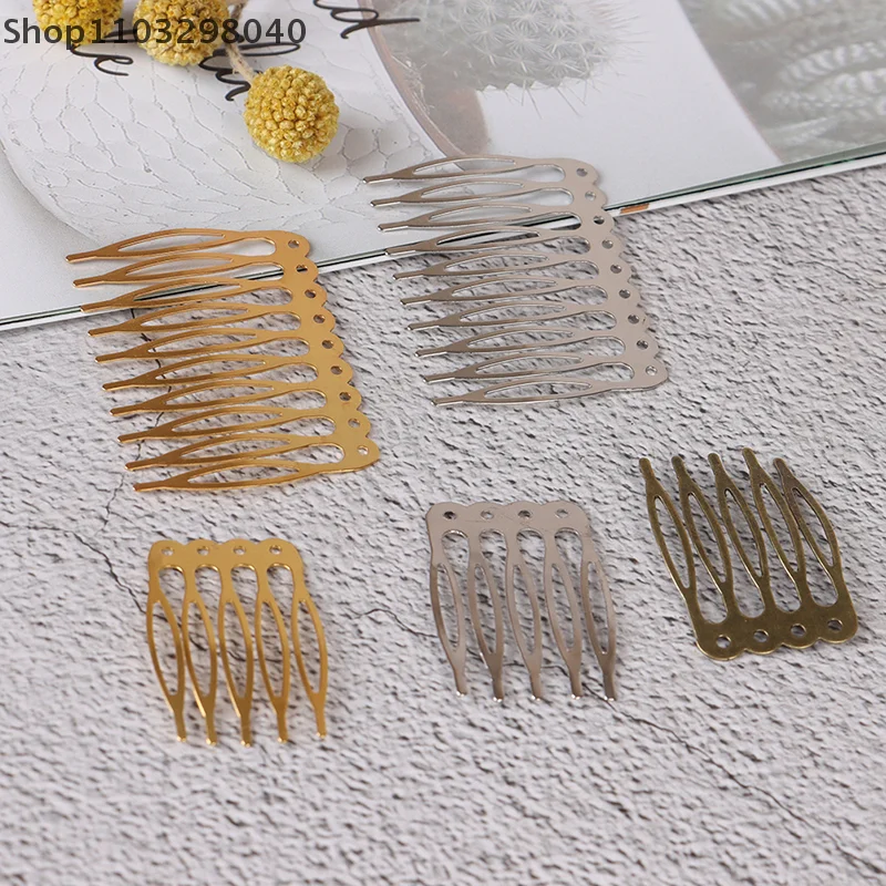 10Pcs 5/10 Teeth Metal Hair Comb Hair Clip Claw Shape Hairpins DIY Hair Supplies