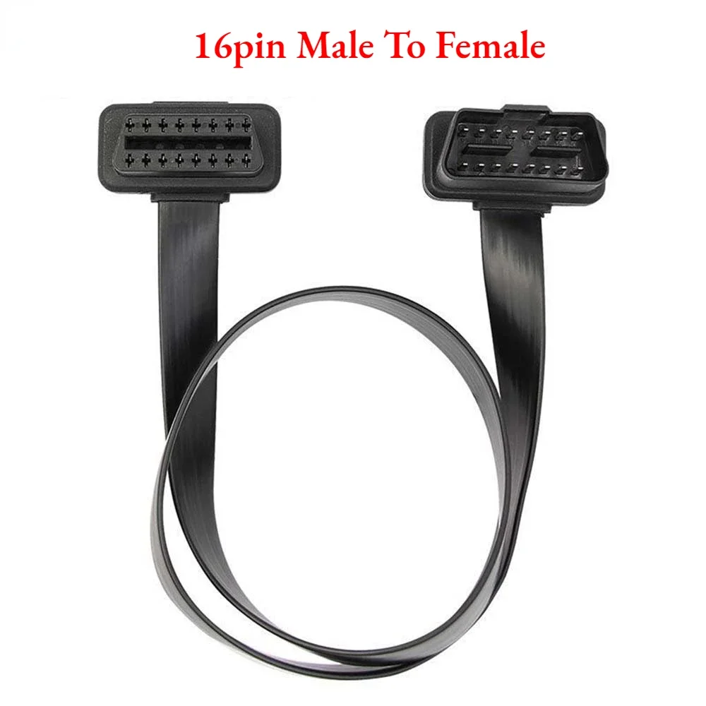 2024 New arrival Copper Core OBD2 Male To Female Cable OBDII 16pin Flat Thin  OBDII OBD2 16 Pin Elbow OBD2 Extension Cable