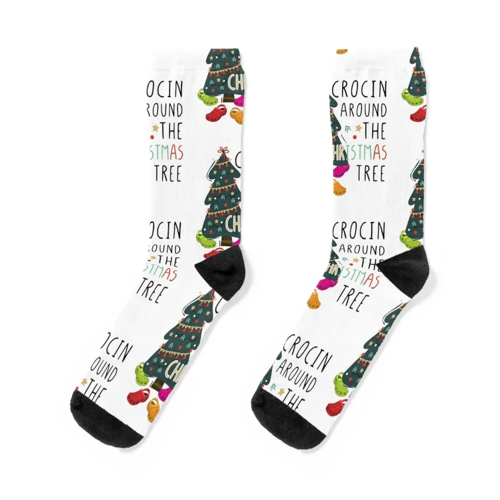 

Crocin Around The Christmas Tree Funny Xmas Pun Socks christmas gifts Stockings cartoon custom sports Socks For Women Men's